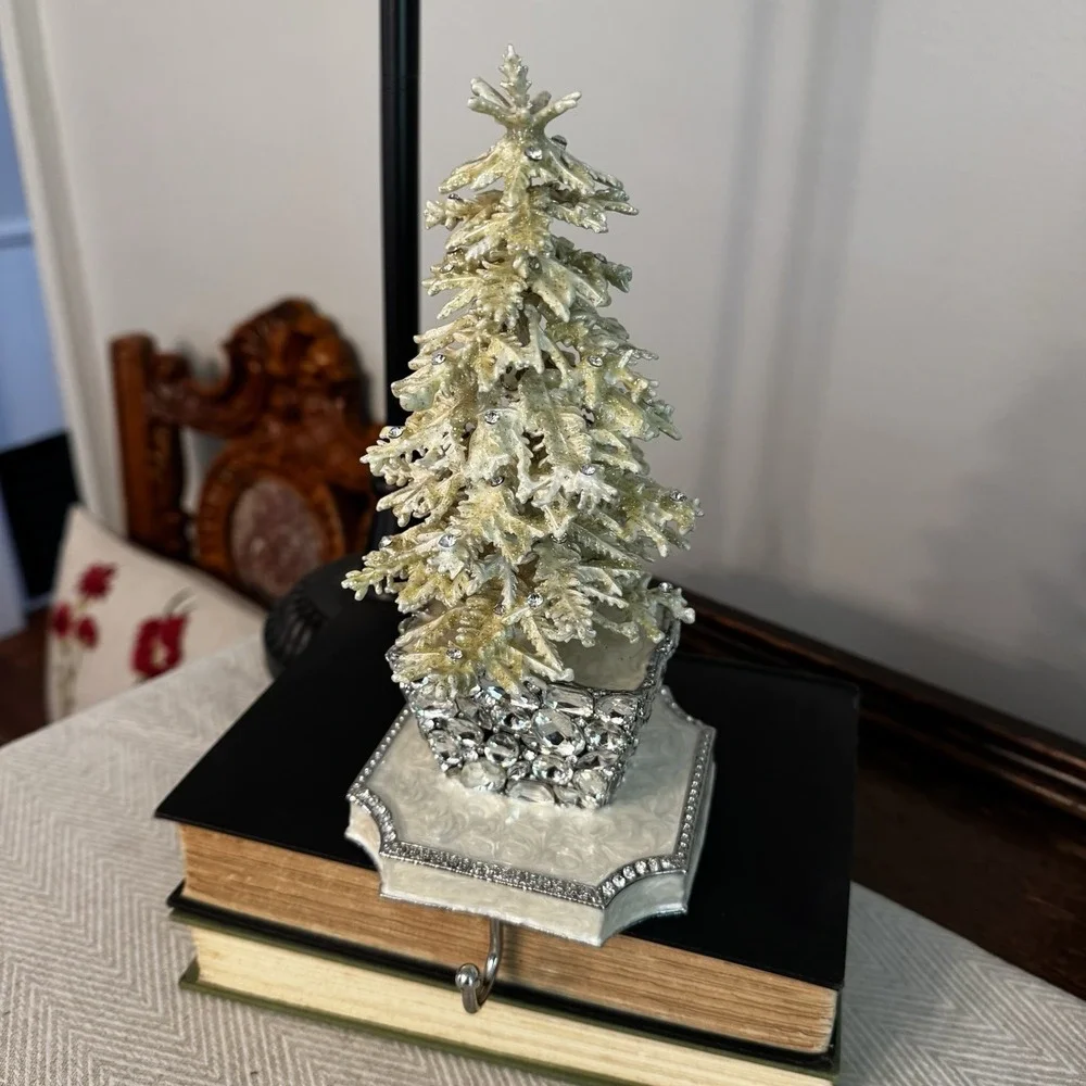 Olivia Riegel‎ Flocked Swarovski Crystal Pewter Christmas Tree Stocking Holder